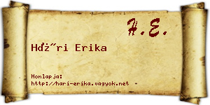Hári Erika névjegykártya