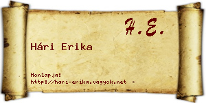 Hári Erika névjegykártya
